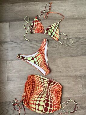 Women’s Swim Retro Polka Dot 3pc Bikini Set